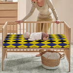 Black Blue And Yellow Argyle Print Baby Crib Sheet