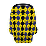 Black Blue And Yellow Argyle Print Baby Seat Cover