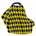 Black Blue And Yellow Argyle Print Baby Seat Cover