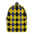 Black Blue And Yellow Argyle Print School Backpack