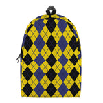Black Blue And Yellow Argyle Print Backpack