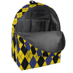 Black Blue And Yellow Argyle Print Backpack