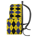Black Blue And Yellow Argyle Print Backpack
