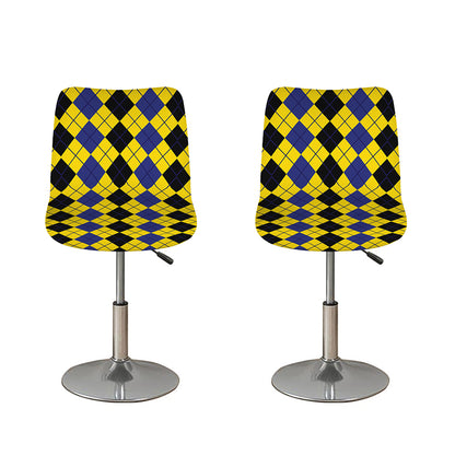 Black Blue And Yellow Argyle Print Bar Stool Covers