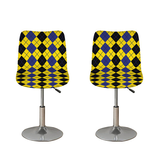 Black Blue And Yellow Argyle Print Bar Stool Covers