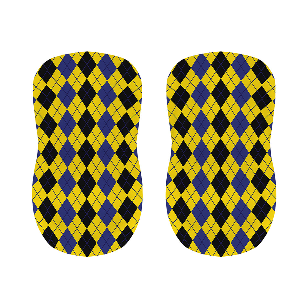 Black Blue And Yellow Argyle Print Bar Stool Covers