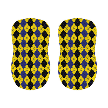Black Blue And Yellow Argyle Print Bar Stool Covers