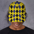 Black Blue And Yellow Argyle Print Baseball Cap