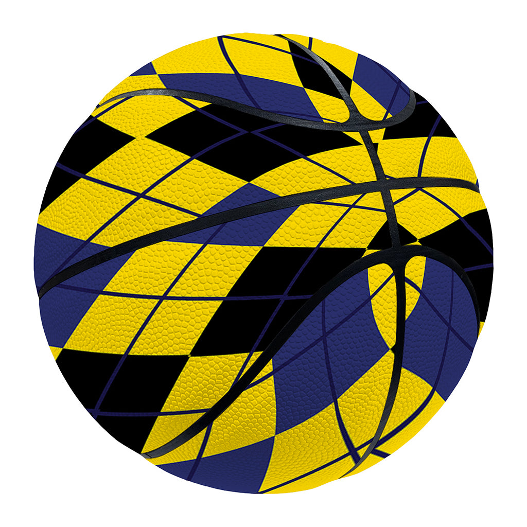 Black Blue And Yellow Argyle Print Basketball