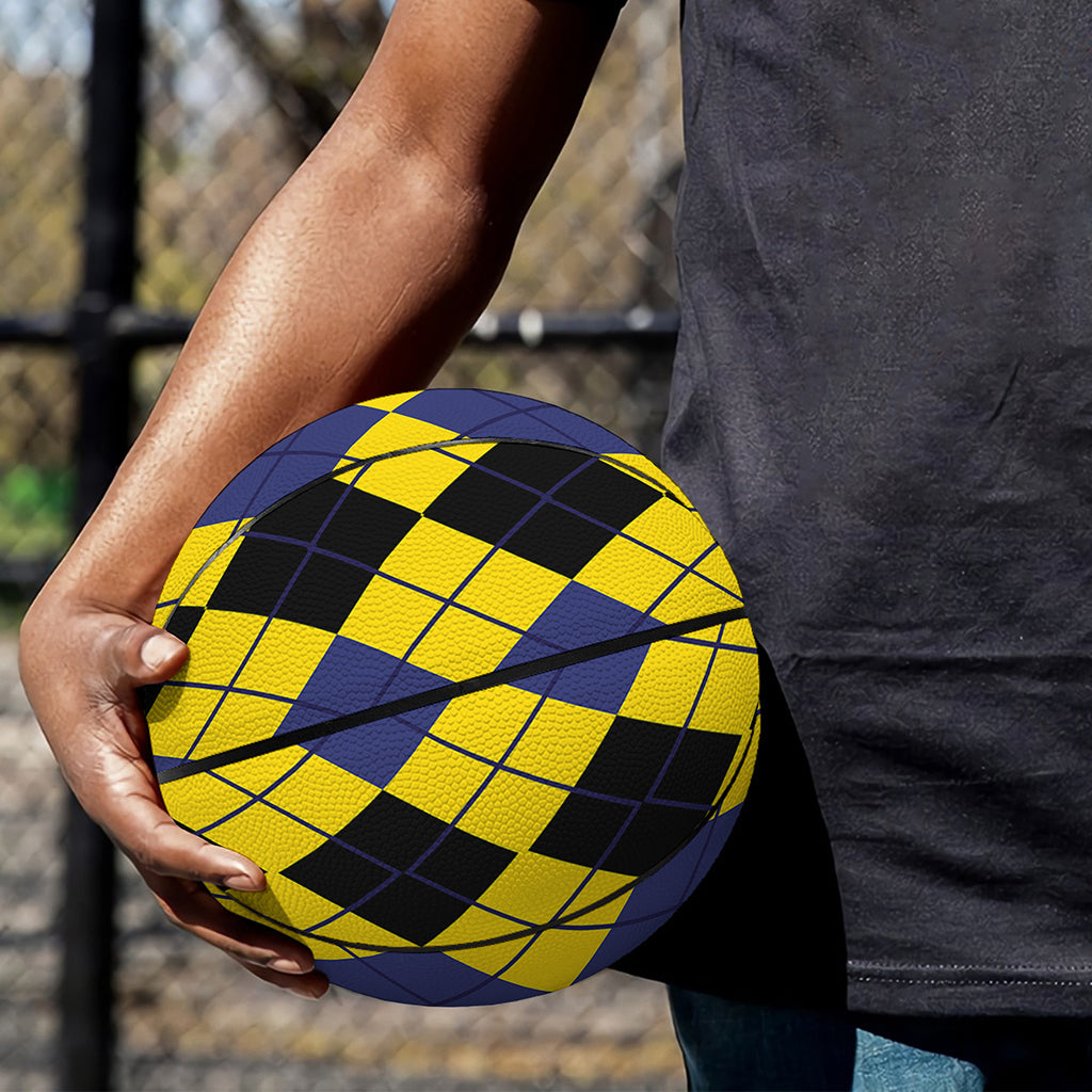Black Blue And Yellow Argyle Print Basketball