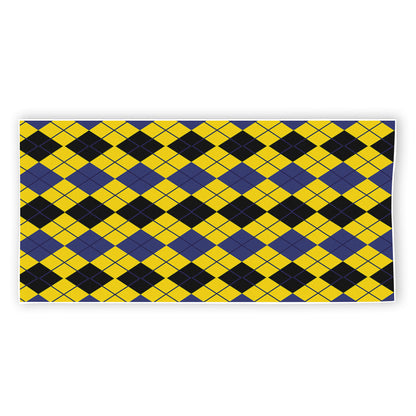 Black Blue And Yellow Argyle Print Beach Towel
