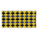 Black Blue And Yellow Argyle Print Beach Towel