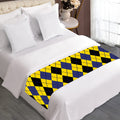 Black Blue And Yellow Argyle Print Bed Runner