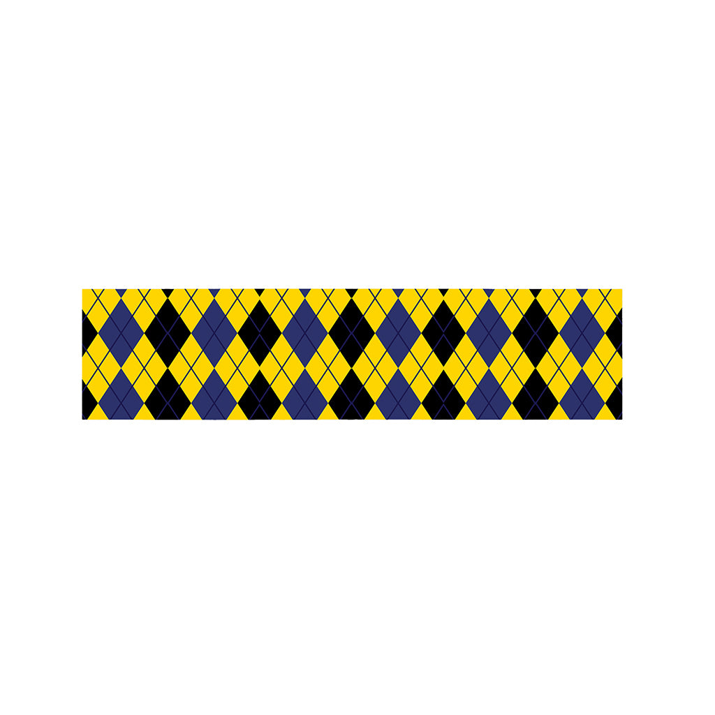 Black Blue And Yellow Argyle Print Bed Runner