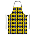 Black Blue And Yellow Argyle Print Bib Apron With Pocket