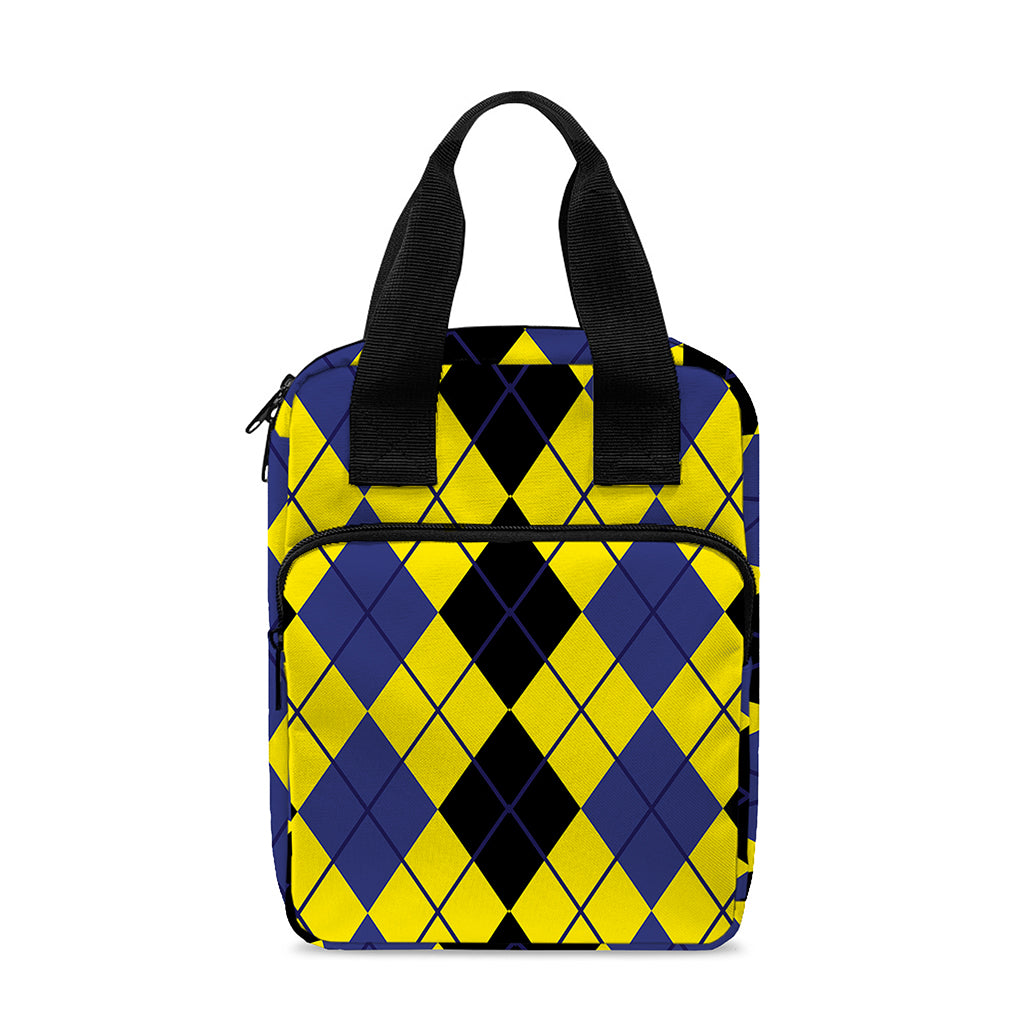 Black Blue And Yellow Argyle Print Bible Tote Bag