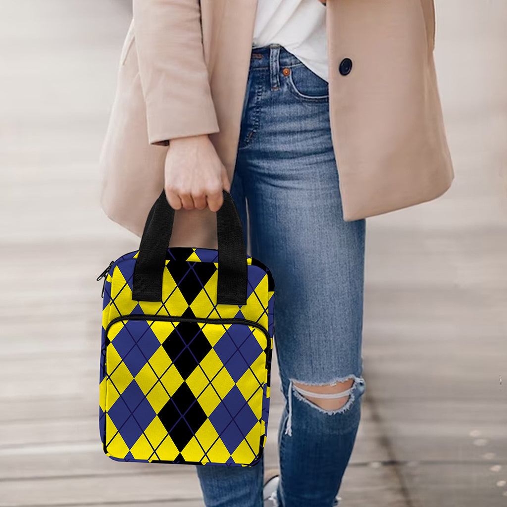 Black Blue And Yellow Argyle Print Bible Tote Bag