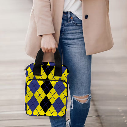 Black Blue And Yellow Argyle Print Bible Tote Bag