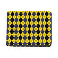 Black Blue And Yellow Argyle Print Bifold Wallet