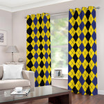 Black Blue And Yellow Argyle Print Blackout Grommet Curtains