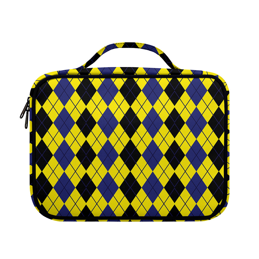 Black Blue And Yellow Argyle Print Briefcase Bible Bag