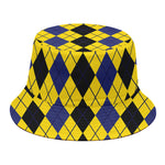 Black Blue And Yellow Argyle Print Bucket Hat