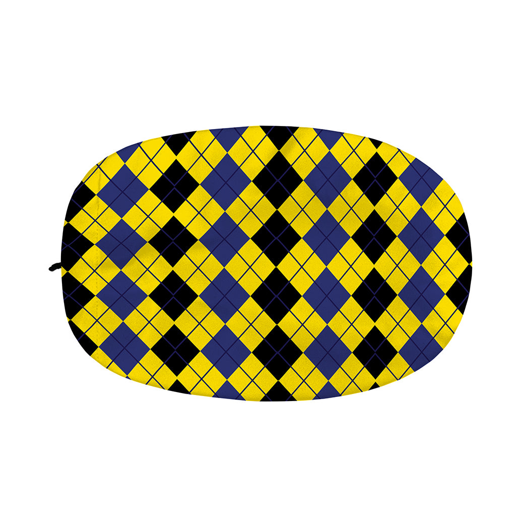 Black Blue And Yellow Argyle Print Car Side Mirror Covers