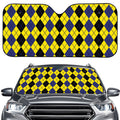 Black Blue And Yellow Argyle Print Car Windshield Sun Shade