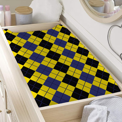Black Blue And Yellow Argyle Print Changing Pad Cover