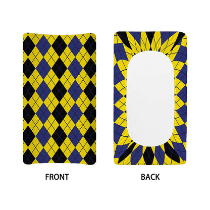 Black Blue And Yellow Argyle Print Changing Pad Cover