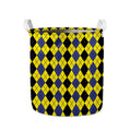 Black Blue And Yellow Argyle Print Collapsible Laundry Basket