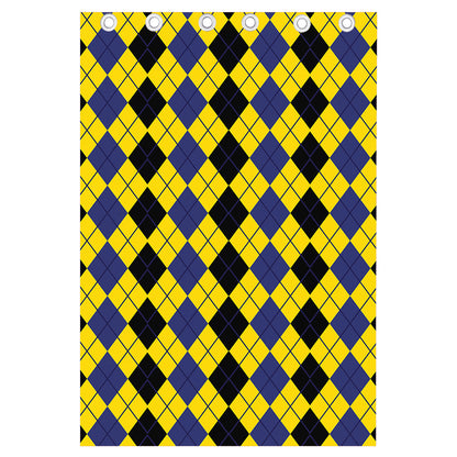 Black Blue And Yellow Argyle Print Curtain