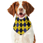 Black Blue And Yellow Argyle Print Dog Bandana