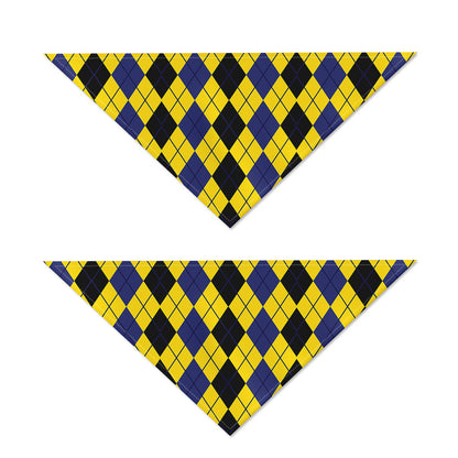 Black Blue And Yellow Argyle Print Dog Bandana