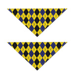 Black Blue And Yellow Argyle Print Dog Bandana