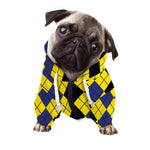 Black Blue And Yellow Argyle Print Dog Zip Up Hoodie