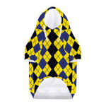 Black Blue And Yellow Argyle Print Dog Zip Up Hoodie