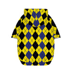 Black Blue And Yellow Argyle Print Dog Zip Up Hoodie