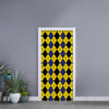 Black Blue And Yellow Argyle Print Door Sticker