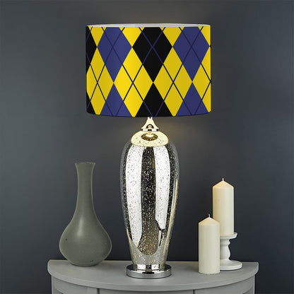 Black Blue And Yellow Argyle Print Drum Lamp Shade
