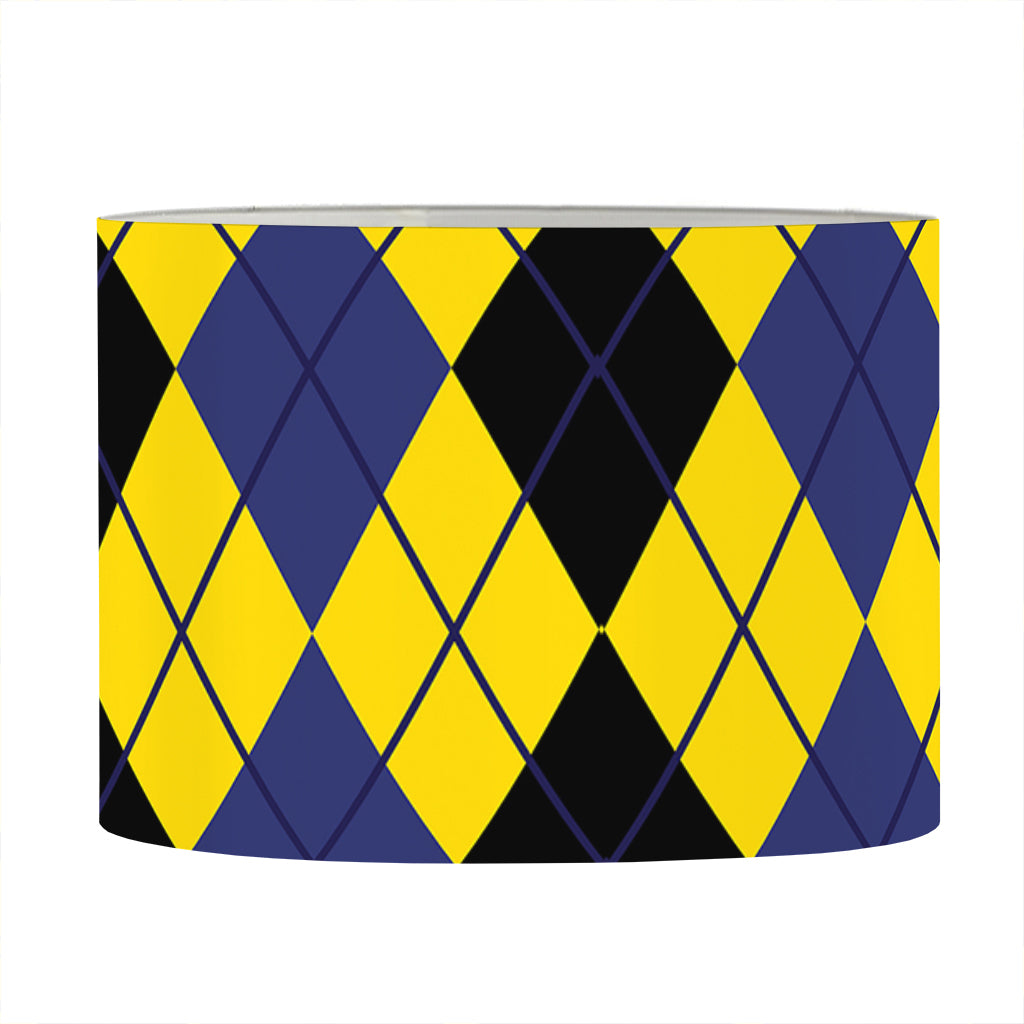 Black Blue And Yellow Argyle Print Drum Lamp Shade