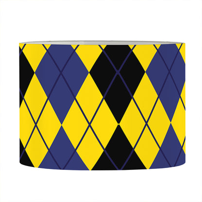Black Blue And Yellow Argyle Print Drum Lamp Shade