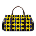 Black Blue And Yellow Argyle Print Duffel Bag