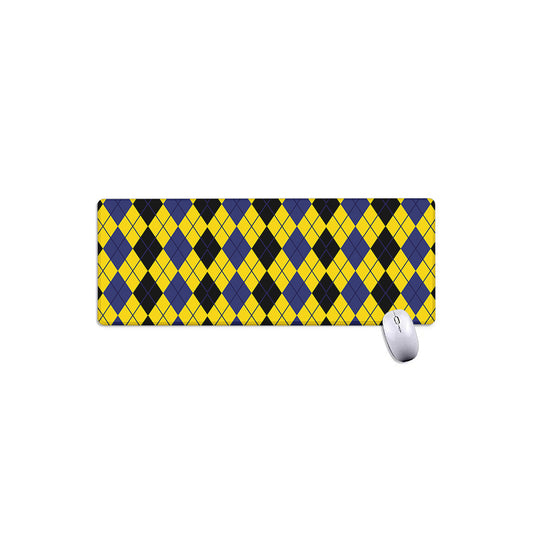 Black Blue And Yellow Argyle Print Extended Mouse Pad