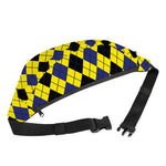 Black Blue And Yellow Argyle Print Fanny Pack