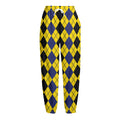 Black Blue And Yellow Argyle Print Fleece Lined Knit Pants