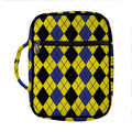 Black Blue And Yellow Argyle Print Front Pocket Bible Bag
