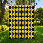 Black Blue And Yellow Argyle Print Garden Flag