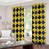 Black Blue And Yellow Argyle Print Grommet Curtains