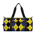 Black Blue And Yellow Argyle Print Gym Bag